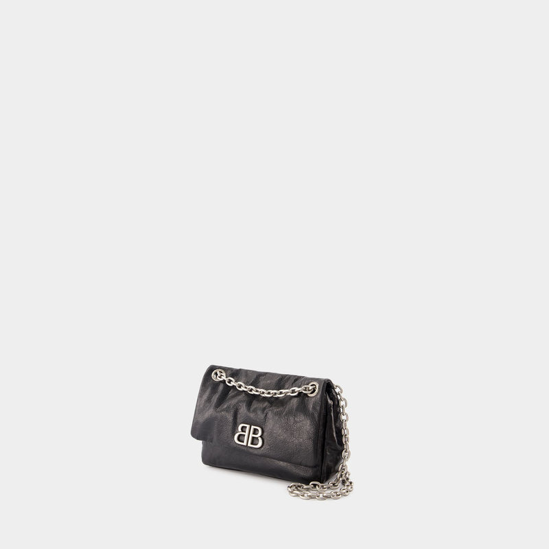 Sac Porté Épaule Monaco Mini - Balenciaga - Cuir - Noir