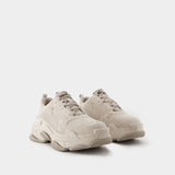 Sneakers Triple S - Balenciaga - Cuir - Beige