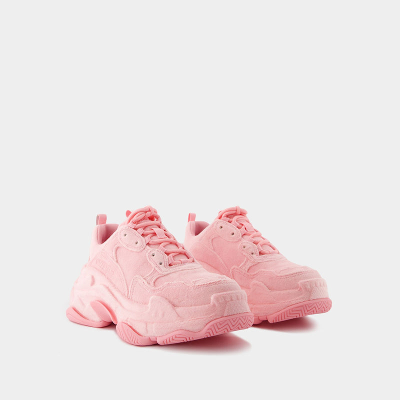 Sneakers Triple S - Balenciaga - Cuir - Rose