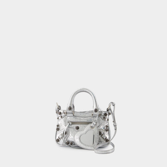 Sac À Bandoulière Neo Cagole Tote Mini - Balenciaga - Cuir - Argenté