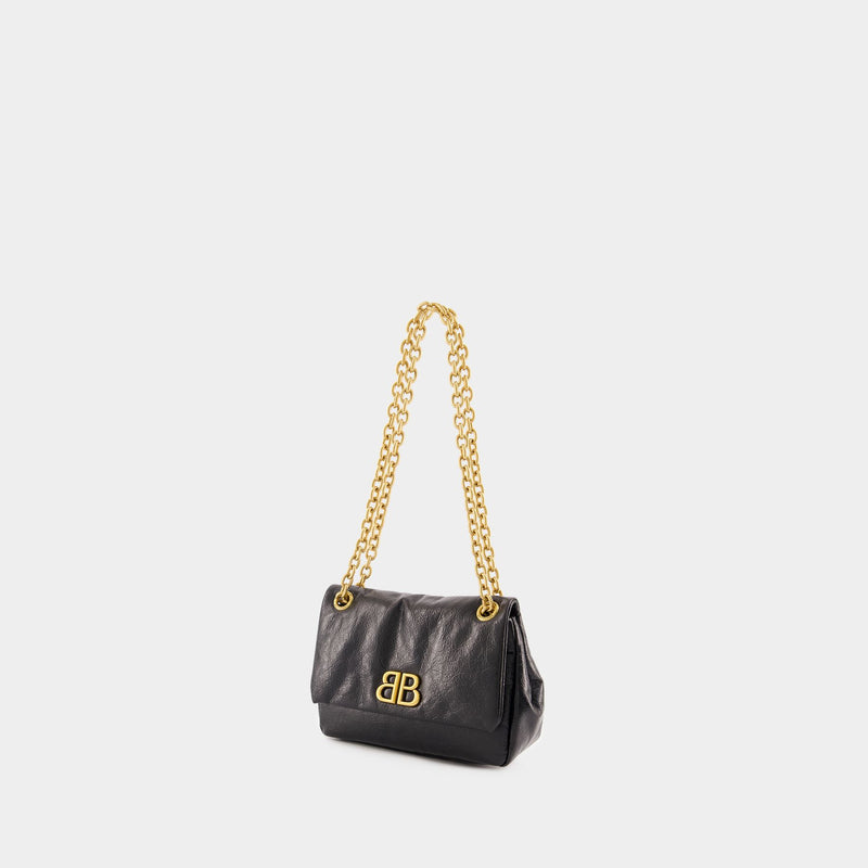 Sac Porté Épaule Monaco Mini - Balenciaga - Cuir - Noir