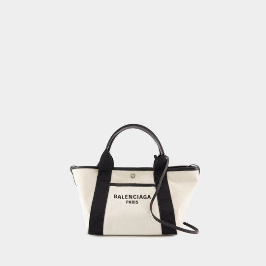 Cabas Navy Revamp Small - Balenciaga - Coton - Blanc
