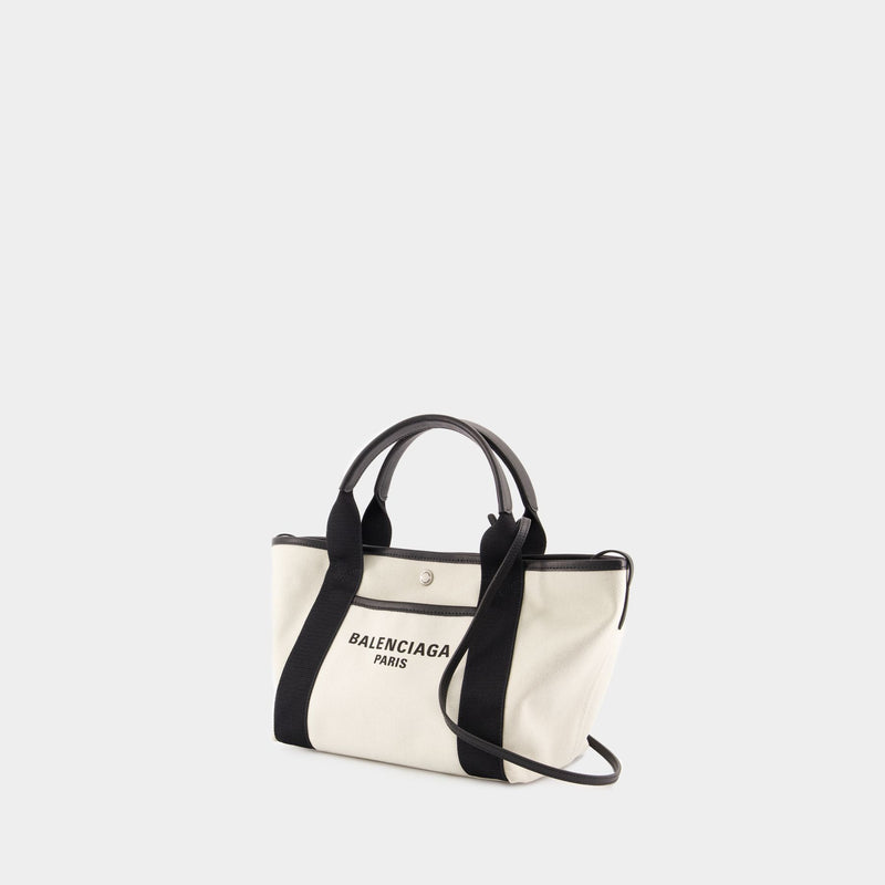 Cabas Navy Revamp Small - Balenciaga - Coton - Blanc