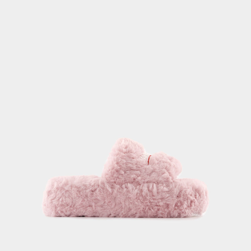 Sandales Furry Platform - Balenciaga - Synthétique - Rose