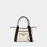 Cabas Navy Revamp M - Balenciaga - Cuir - Blanc