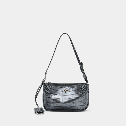 Sac Porté Épaule Rodeo Sling - Balenciaga - Cuir - Gris