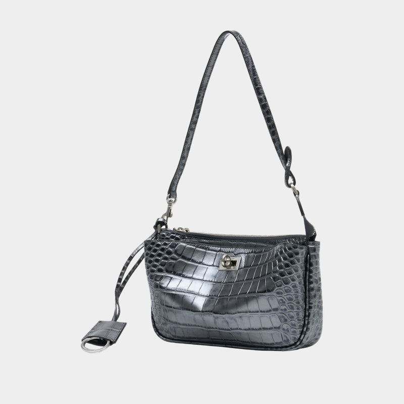Sac Porté Épaule Rodeo Sling - Balenciaga - Cuir - Gris