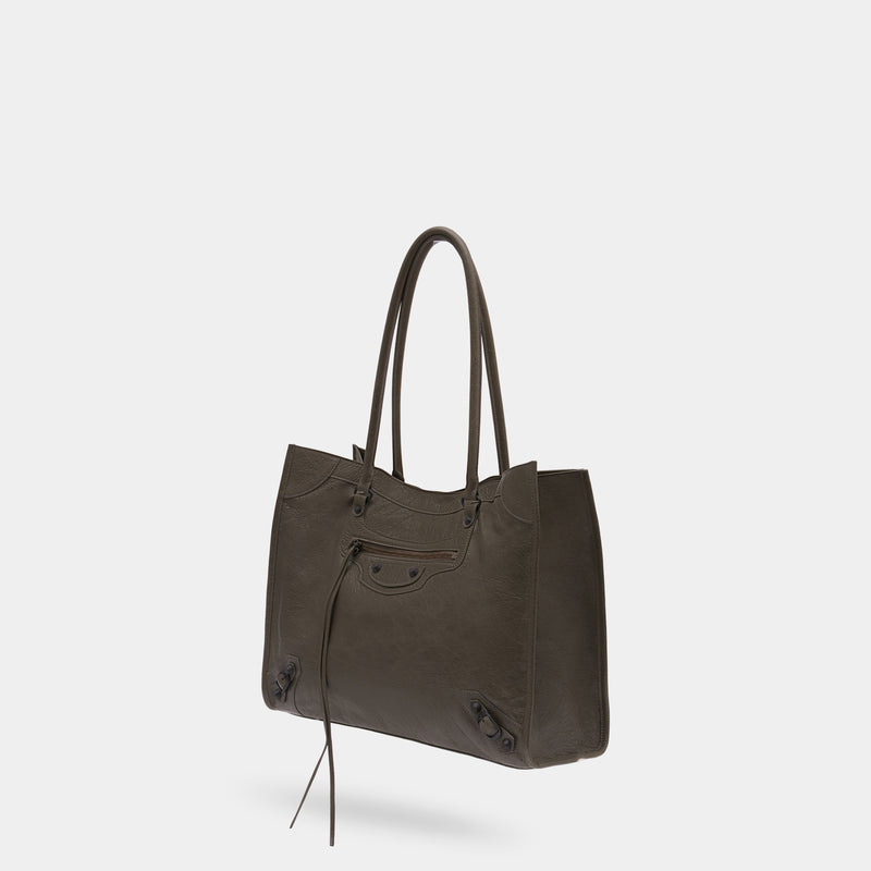 Sac Porté Épaule Le City Medium - Balenciaga - Cuir - Kaki