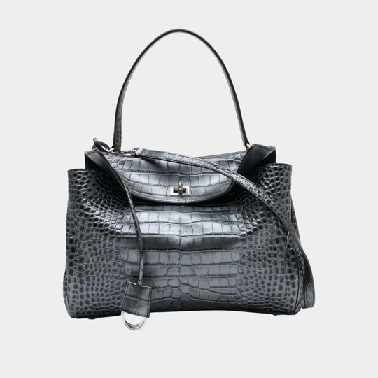 Sac À Main Rodeo Top Handle M - Balenciaga - Cuir - Gris
