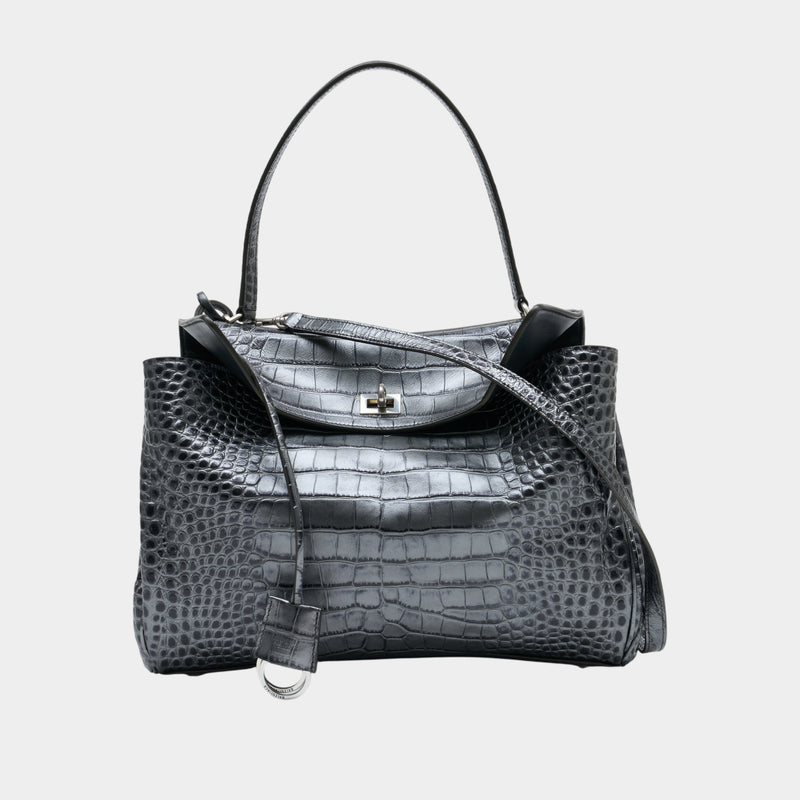Sac À Main Rodeo Top Handle M - Balenciaga - Cuir - Gris