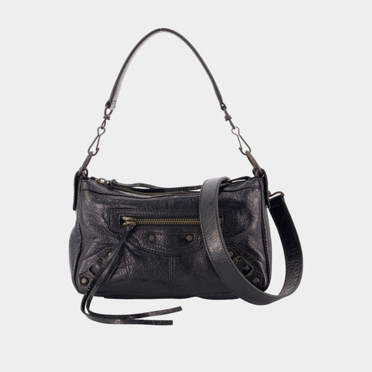 Sac Porté Épaule Le City Moto Mini - Balenciaga - Cuir - Noir