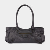 Sac Porté Épaule Le City East West - Balenciaga - Cuir - Noir