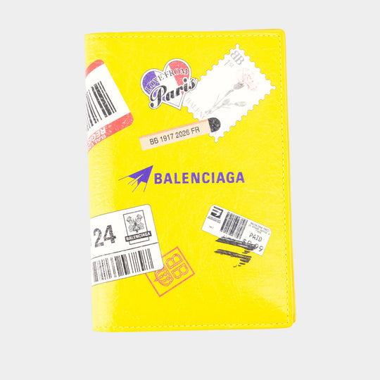 Porte-passeport Cash - Balenciaga - Cuir - Jaune