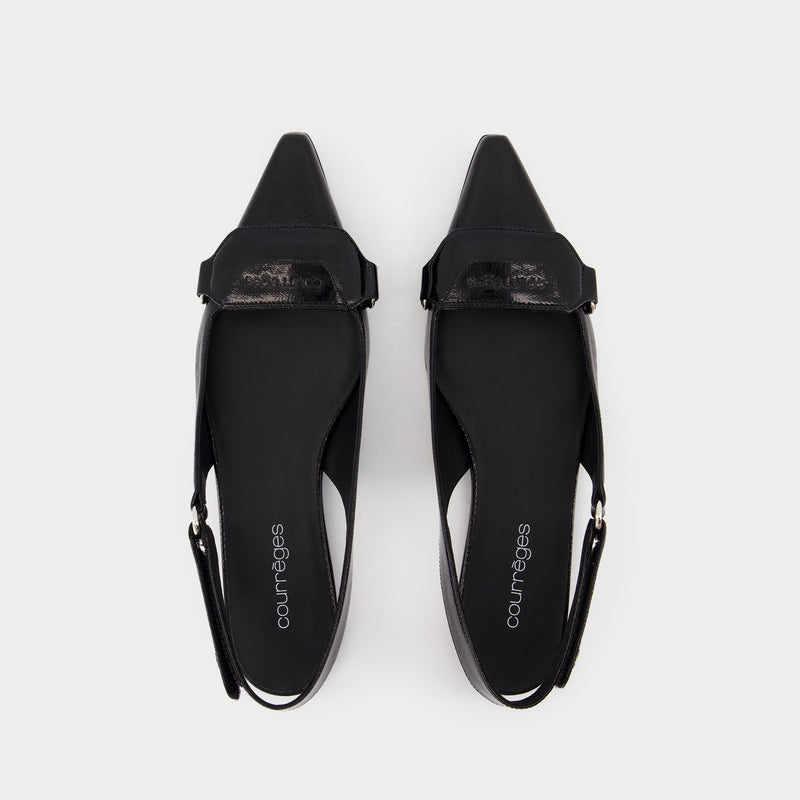 Sling Back Racer Vinyl - Courreges - Cuir - Noir