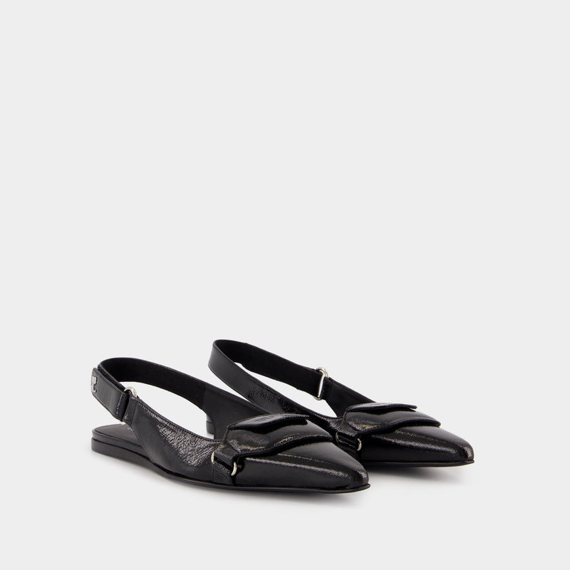 Sling Back Racer Vinyl - Courreges - Cuir - Noir