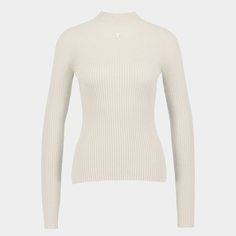 Pull Mockneck - Courreges - Coton - Blanc