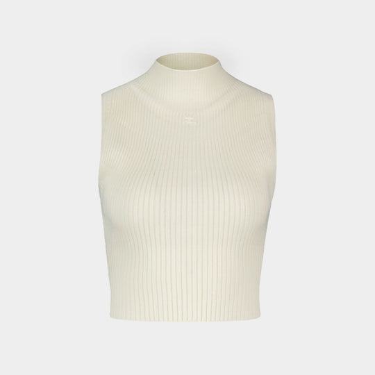 T-Shirt Mockneck - Courreges - Coton - Blanc