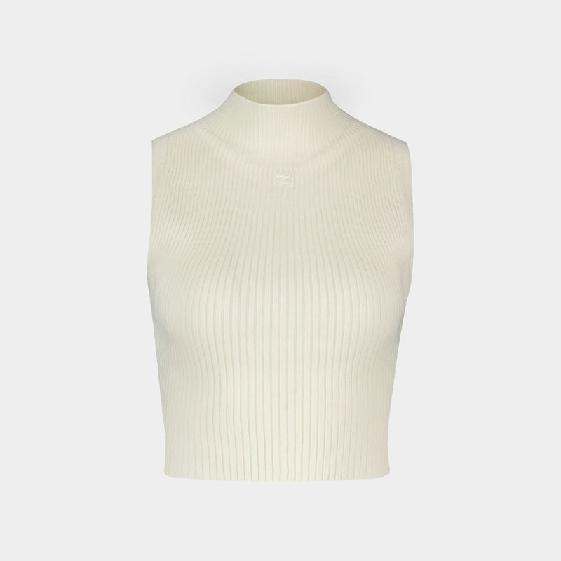 T-Shirt Mockneck - Courreges - Coton - Blanc