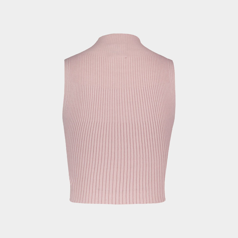 T-Shirt Mockneck - Courreges - Coton - Rose