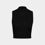 T-Shirt Mockneck - Courreges - Coton - Noir