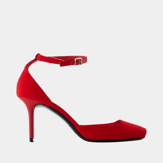 Escarpins Peep Toe - Courreges - Jersey - Rouge