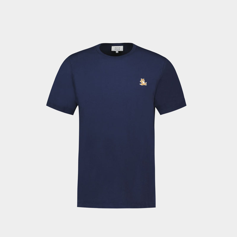 T-Shirt Chillax Fox Patch Regular - Maison Kitsune - Coton - Bleu