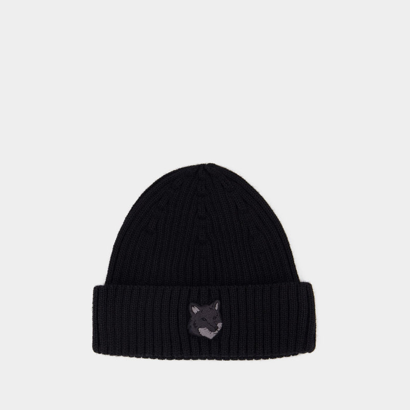 Bonnet Bold Fox Head - Maison Kitsune - Laine - Noir