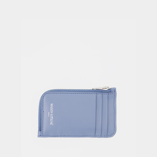 Porte Carte Boogie Long Zippé - Maison Kitsune - Cuir - Bleu