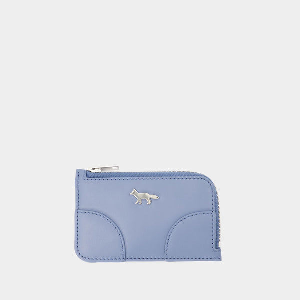 Porte Carte Boogie Long Zippé - Maison Kitsune - Cuir - Bleu
