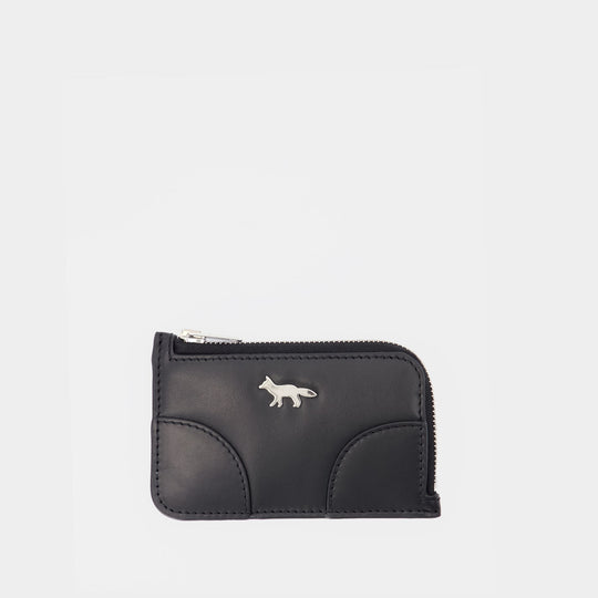 Porte-Carte Boogie Long Zippé - Maison Kitsune - Cuir - Noir