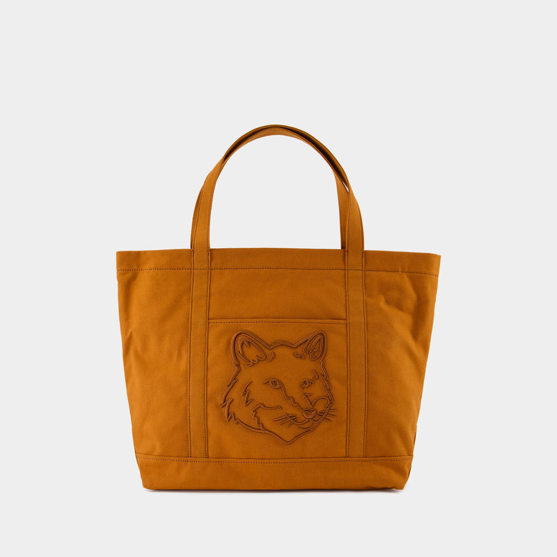 Cabas Fox Head Large - Maison Kitsune - Coton - Marron