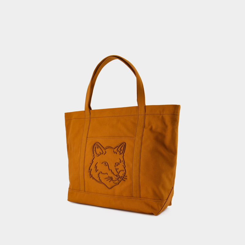 Cabas Fox Head Large - Maison Kitsune - Coton - Marron