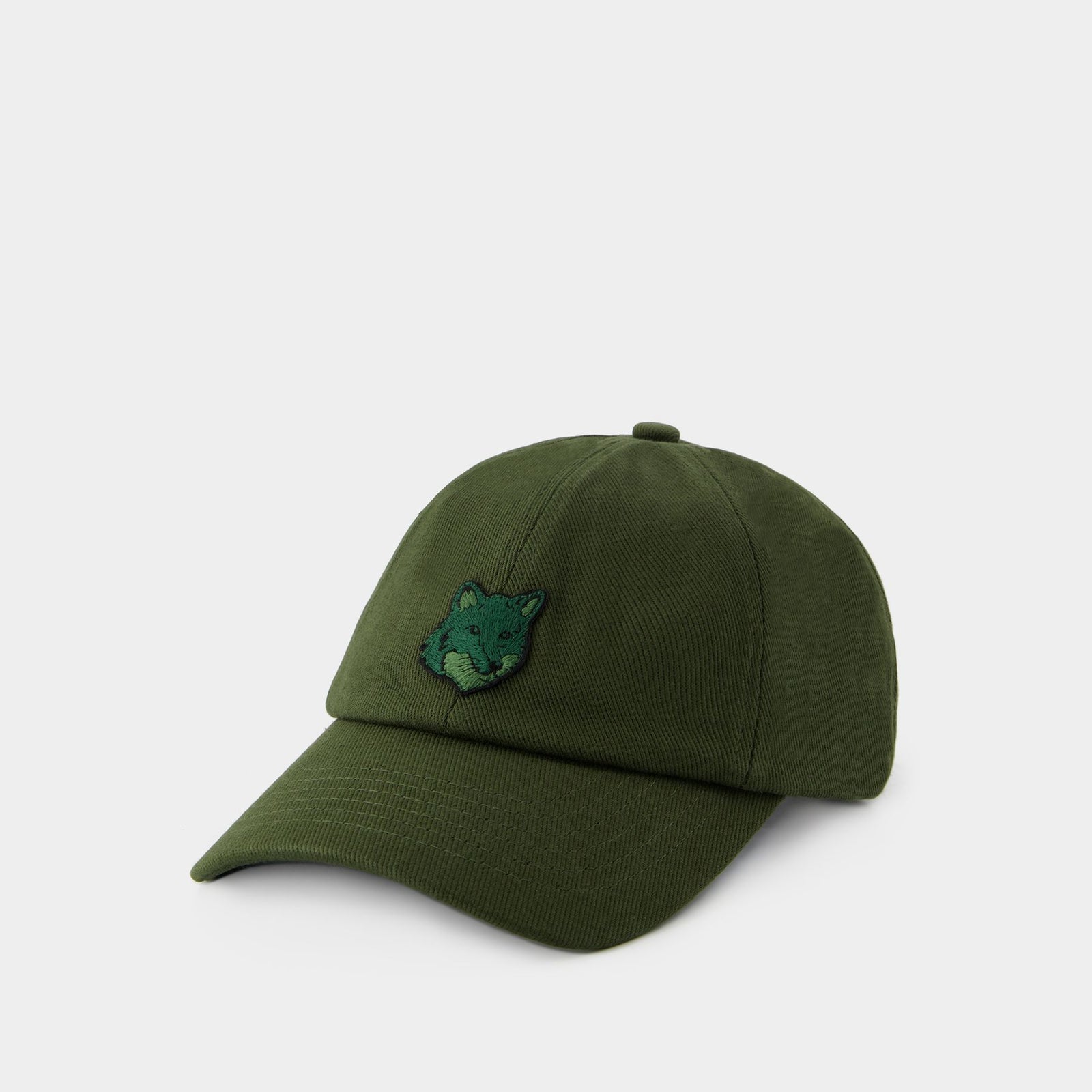 帽子・その他 Bold Fox Head 6p Cap - Maison Kitsune - Cotton - Green BOLD FOX HEAD LEATHER PATCH 6P CAP | Maison Kitsuné