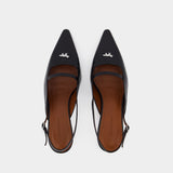 Sling Back Pointy - Maison Kitsune - Cuir - Noir