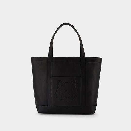 Cabas Fox Head Medium - Maison Kitsune - Cuir - Noir