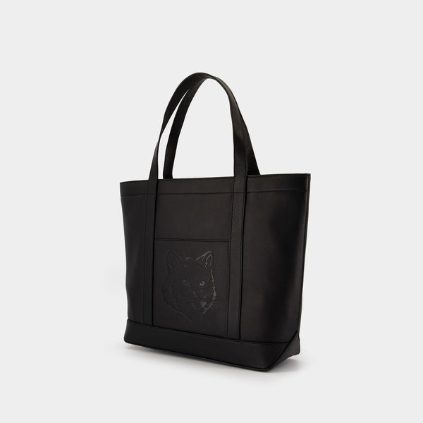 Cabas Fox Head Medium - Maison Kitsune - Cuir - Noir
