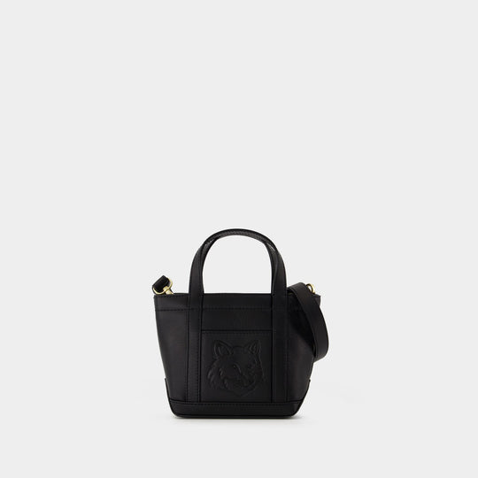 Cabas Fox Head Mini - Maison Kitsune - Cuir - Noir
