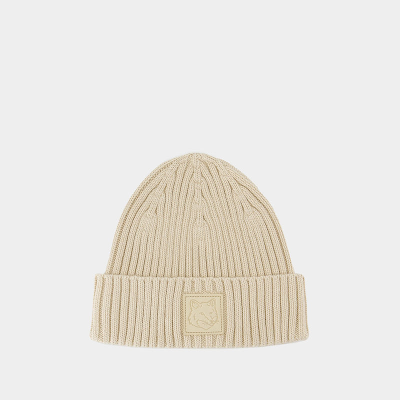 Bonnet Bold Fox Head - Maison Kitsune - Coton - Blanc