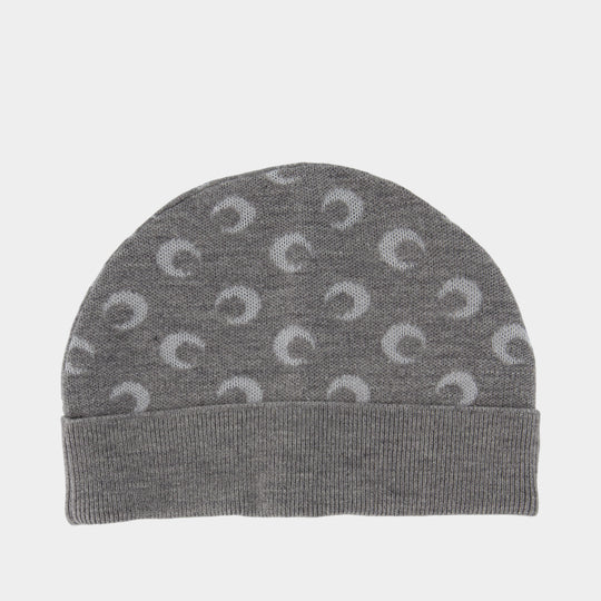 Bonnet Moon Jacquard  - Marine Serre - Laine - Gris