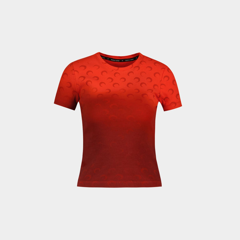 T-Shirt Moon Faded Jersey Baby Fit - Marine Serre - Coton - Rouge