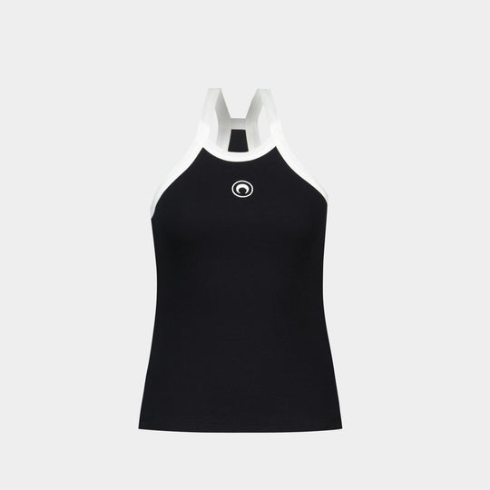 Tank Top Rib 2x2 - Marine Serre - Coton - Noir