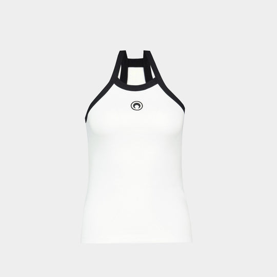 Tank Top Rib 2x2 - Marine Serre - Coton - Blanc