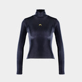 T-Shirt Moon Fleece Ls - Marine Serre - Synthétique - Noir