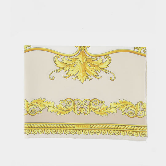 Foulard 90x90 New Barocco - Versace - Soie - Ivoire