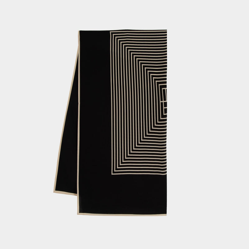 Écharpe Centered Monogramme - TOTEME - Soie - Noir