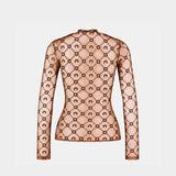 T-Shirt Moonogram Ls Highneck - Marine Serre - Synthétique - Marron