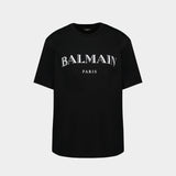 T-Shirt Vintage Print Reg Fit - Balmain - Coton - Noir