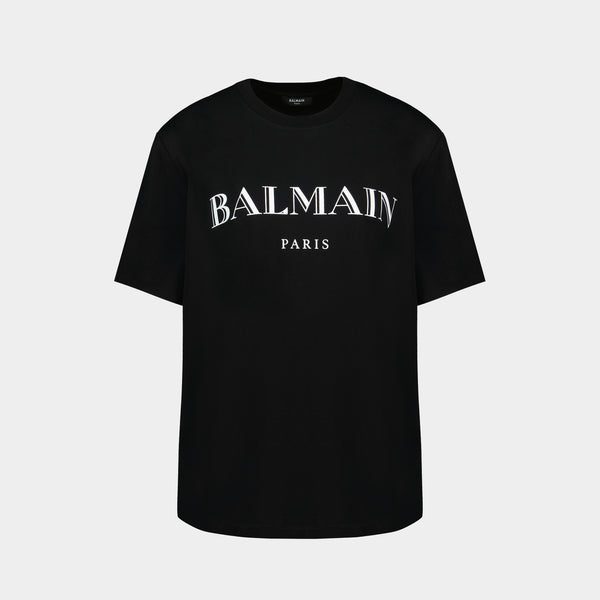 T-Shirt Vintage Print Reg Fit - Balmain - Coton - Noir