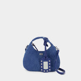 Sac À Main Hobo Mini Studs - Ganni - Coton - Bleu