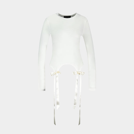 T-Shirt Bow Tail Easy Long Sleeve - Simone Rocha - Synthétique - Ivoire